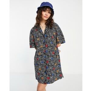 NWT Topshop Tropical Souvenir Mini Oversized Shirt Dress Women’s Size 6 Floral